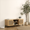 Oak TV Rattan Storage Cabinet Net - Perfect for Family Entertainment Room 51.2inch