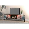 Manhattan Comfort Doyers 70.87 Mid-Century Modern TV Stand in Multi Color Red and Blue