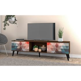 Manhattan Comfort Doyers 70.87 Mid-Century Modern TV Stand in Multi Color Red and Blue