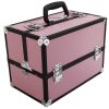 SM-2083 Aluminum Alloy Makeup Train Case Jewelry Box Organizer Pink--YS