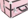 SM-2083 Aluminum Alloy Makeup Train Case Jewelry Box Organizer Pink--YS