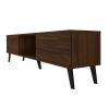 Manhattan Comfort Doyers 70.87 Mid-Century Modern TV Stand in Nut Brown