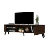 Manhattan Comfort Doyers 70.87 Mid-Century Modern TV Stand in Nut Brown