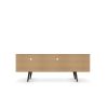 Manhattan Comfort Liberty 70.86" Mid-Century Modern TV Stand with 4 Shelving Spaces and 1 Drawer in White with Solid Wood Legs