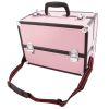 SM-2083 Aluminum Alloy Makeup Train Case Jewelry Box Organizer Pink--YS