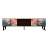 Manhattan Comfort Doyers 70.87 Mid-Century Modern TV Stand in Multi Color Red and Blue