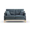 Loveseats 2 Seater Sofa For Primary Living Space , Bed Room, Office, waterproof fabric , USB Charge Port , 2 Pillows,Wood Legs