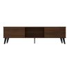 Manhattan Comfort Doyers 70.87 Mid-Century Modern TV Stand in Nut Brown
