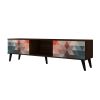 Manhattan Comfort Doyers 70.87 Mid-Century Modern TV Stand in Multi Color Red and Blue