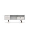 Manhattan Comfort Liberty 70.86" Mid-Century Modern TV Stand with 4 Shelving Spaces and 1 Drawer in White with Solid Wood Legs