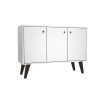 Manhattan Comfort Mid-Century- Modern Bromma 35.43" Sideboard 2.0 with 3 Shelves in White