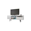 Manhattan Comfort Liberty 70.86" Mid-Century Modern TV Stand with 4 Shelving Spaces and 1 Drawer in White with Solid Wood Legs