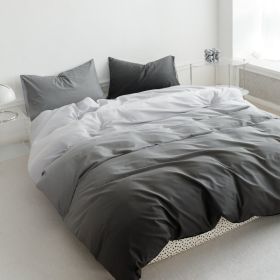 Spring Summer Simple Gradient Series Ins Cotton Four-piece Set (Option: Grey-Bed sheet type-1.2m threepiece set)