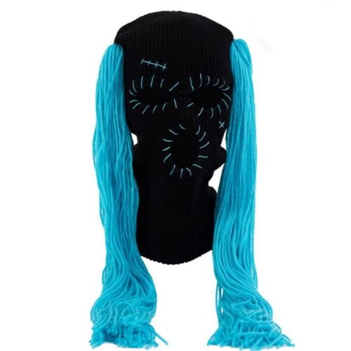 Double Ponytail Hat Wig Adult Autumn And Winter Warm Pullover Cap Festival Funny Knitted Hat