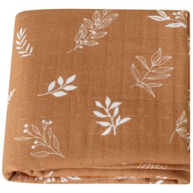Summer Baby Blanket Bamboo Cotton Gauze Bath Towel (Option: Orange Bottom Leaves-120x120)