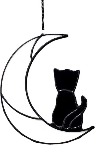 Moon Cat Flat Pendant Acrylic Indoor Window Decoration Commemorative Gift
