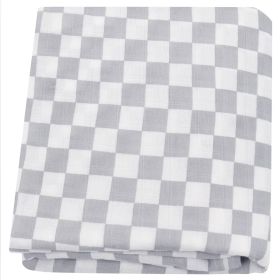 Summer Baby Blanket Bamboo Cotton Gauze Bath Towel (Option: Gray Plaid-120x120)
