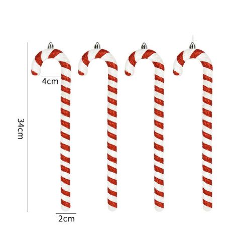 Red White And Green Painted Glitter Crutches Photography Shooting Props Christmas Decorations