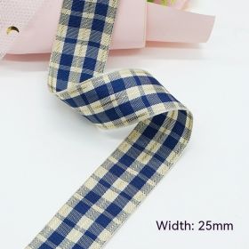 Solid Color Scottish Plaid Ribbon Hand-made DIY Clothing Ornament Bouquet Gift Packaging (Option: A403 Plaid Ribbon 25mm-A403-25mm25 Code Volume)