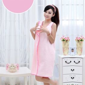 Bathroom Women Microfiber Bath Towels for adults Wearable Beach Towel Bath Wrap Towel Bath Gown (Color: pink)