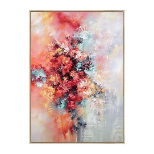 Modern Artist Painted Abstract Brilliant Red Flowers Oil Painting On Canvas Wall Art Frameless Picture Decor For Live Room Home