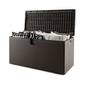 Outdoor Storage & Garages Waterproof Resin Patio Storage Box (Color: Brown)