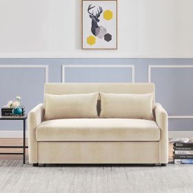 Leisure Loveseat Sofa for Living Room with 2 pillows (Color: Beige)