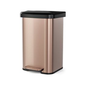 Indoor & Outdoor Household Trash Can with Soft Close Lid (Color: Golden)