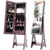 Fashion Simple Jewelry Storage Mirror Cabinet With LED Lights; For Living Room Or Bedroom