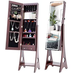Fashion Simple Jewelry Storage Mirror Cabinet With LED Lights; For Living Room Or Bedroom (Color: Bronze)