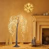 Glowing White Tree with Fairy Lights 4ft 150 LED Lights for Halloween Christmas Home Holiday Decoration