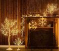 Glowing White Tree with Fairy Lights 4ft 150 LED Lights for Halloween Christmas Home Holiday Decoration