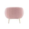 Modern Comfy Leisure Accent Chair; Teddy Short Plush Particle Velvet Armchair with Ottoman for Living Room