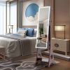 Fashion Simple Jewelry Storage Mirror Cabinet With LED Lights; For Living Room Or Bedroom