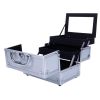 Aluminum Makeup Train Case Jewelry Box Cosmetic Organizer with Mirror 9"x6"x6" RT