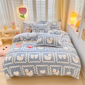 Winter Thickened Fleece Four-piece Set (Option: CY Happy Duck-220 X240cm Single Duvet Cover)