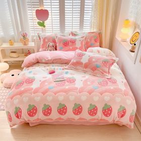 Winter Thickened Fleece Four-piece Set (Option: CY Ice Cream Bear-180cm Bed Sheet)