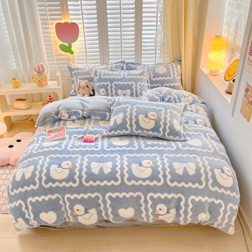 Winter Thickened Fleece Four-piece Set