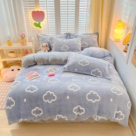 Winter Thickened Fleece Four-piece Set (Option: CY Milk Cloud-150cm Bed Sheet)