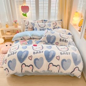 Winter Thickened Fleece Four-piece Set (Option: CY Cute Bear-150cm Bed Sheet)