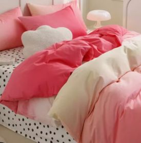 Simple Gradient Color Bed Four Sets Of Cotton Pure Cotton (Option: Rainbow Pink-1.5m bed head 2m)