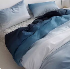 Simple Gradient Color Bed Four Sets Of Cotton Pure Cotton (Option: Cang Hai-1.5m bed head 2m)