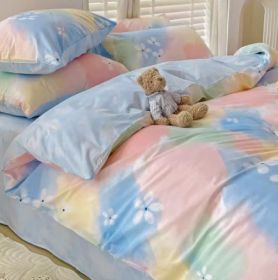 Simple Gradient Color Bed Four Sets Of Cotton Pure (Option: Rainbow-Fitted Sheet-1.5m)