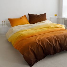 Spring Summer Simple Gradient Series Ins Cotton Four-piece Set (Option: Yellow-Fitted Sheet-1.8m bed 4piece set)
