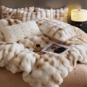 Fur Velvet Four-piece Set Fitted Sheet Set Bedding (Option: Rendering Coffee-180cm Fitted Sheet 4pcs Set)
