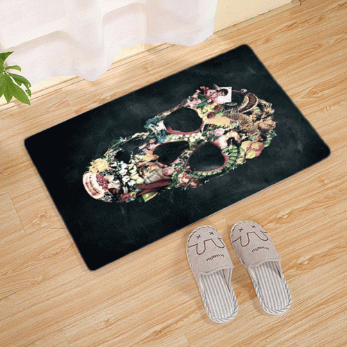 Halloween Flannel Floor Mat Bathroom Toilet Door Non-slop Mats Skull Absorbent Printing Floor Mat
