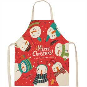 Christmas Apron Linen Oil-proof Anti-fouling Gingham Check Ginger Cake Household Bib Halter (Option: 7style-55x68cm)