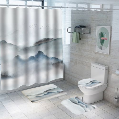 Digital Printing Polyester Bathroom Supplies Chinese Landscape Painting